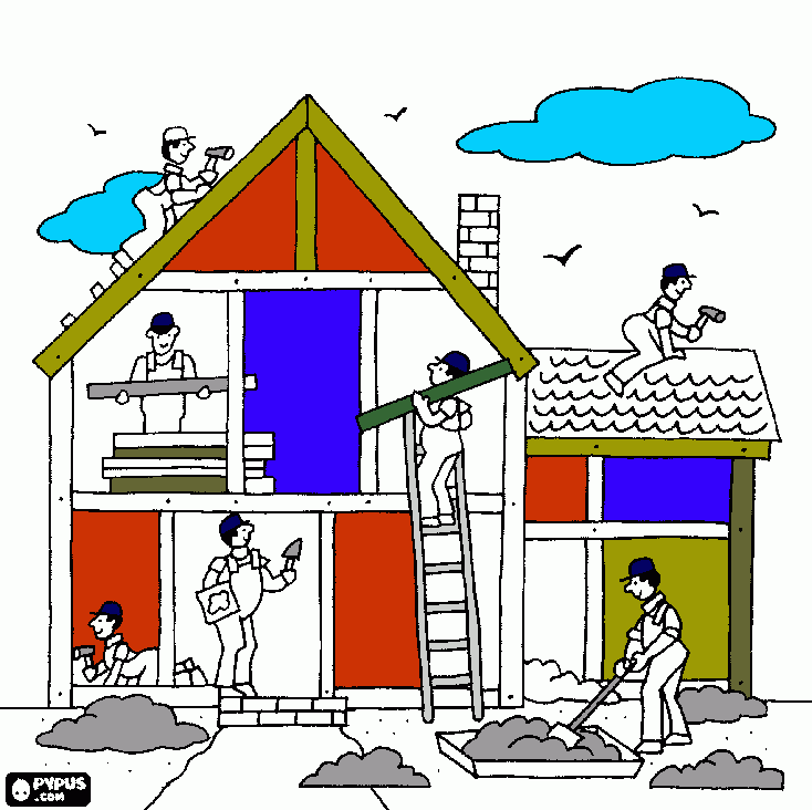 casa terminada para colorear