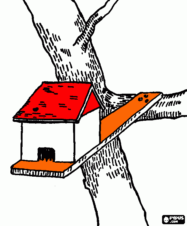 casita arbol para colorear