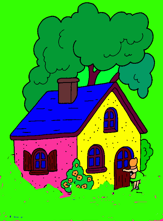 casita en color para colorear