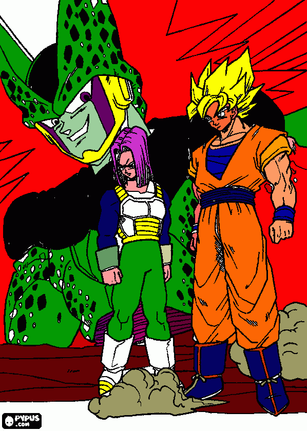 cell,trunks y goku para colorear