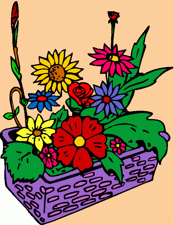 cesta de flores para colorear