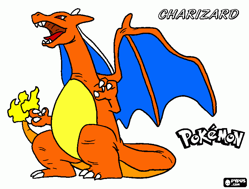 charaizard un pokemon dragon para colorear