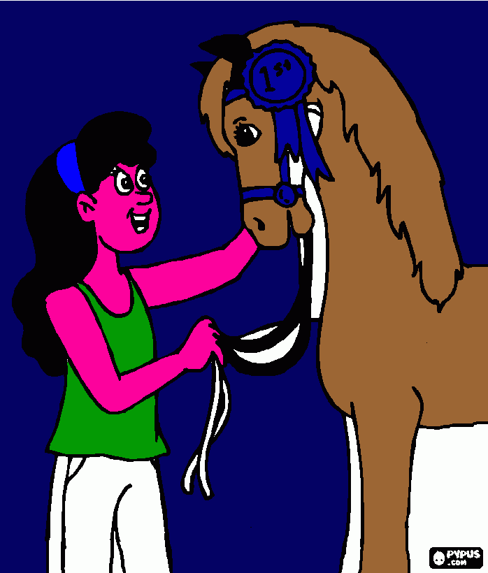 CHICA CON SU BONITO CABALLO para colorear