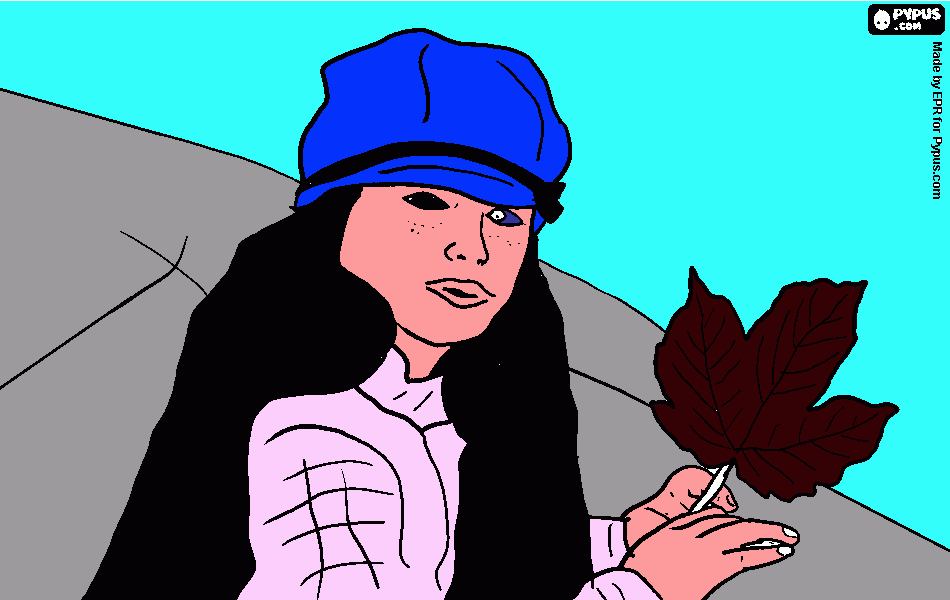 chica de otoño. informatica para colorear