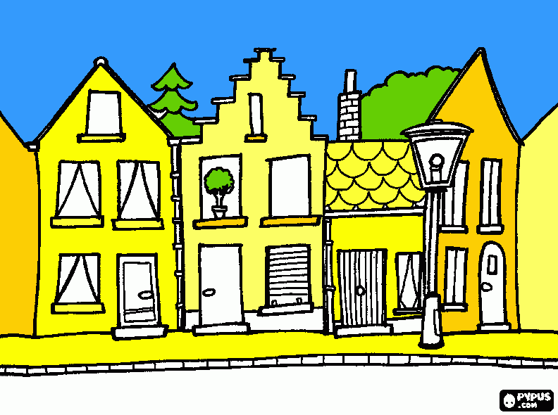 ciudad amarilla para colorear