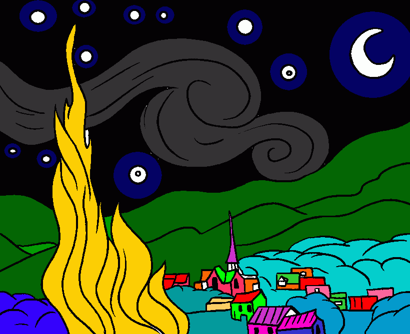 ciudad de noche para colorear