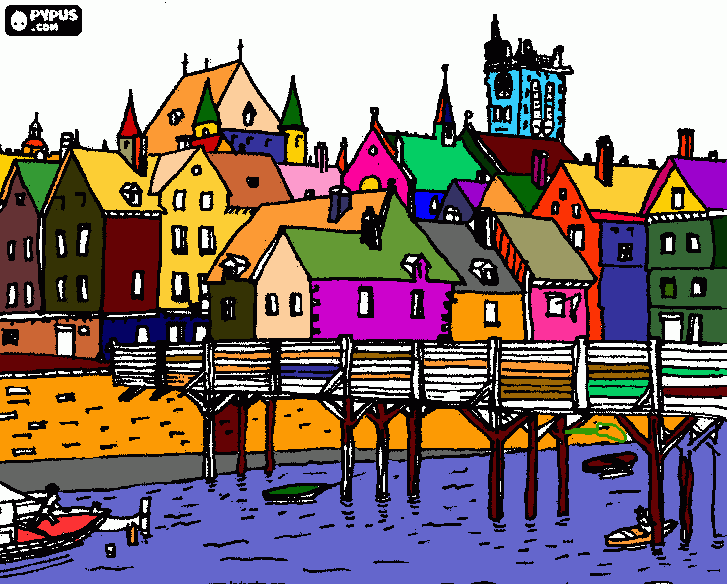 ciudad medieval para colorear