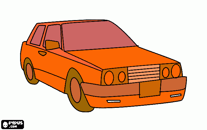 coche naranja oscuro para colorear