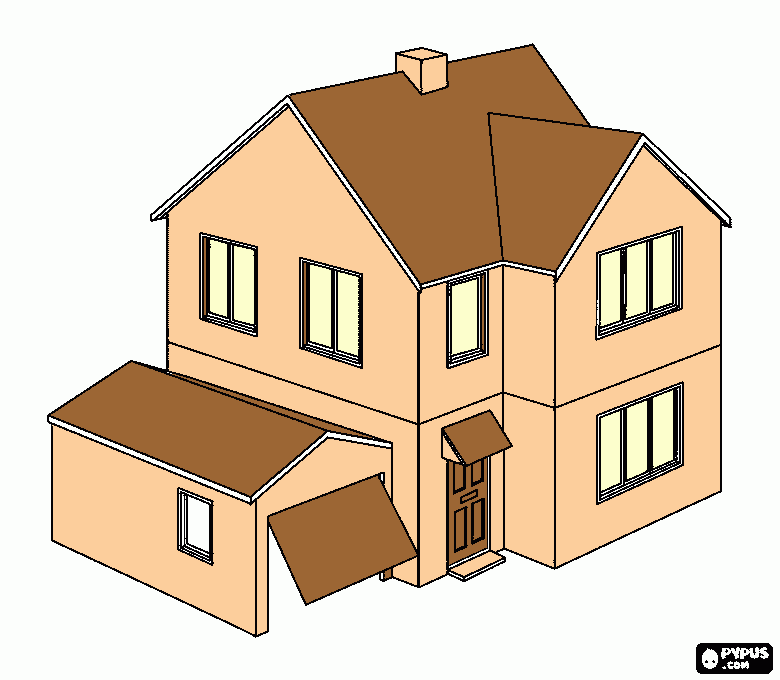  Color de la casa para la maqueta para colorear