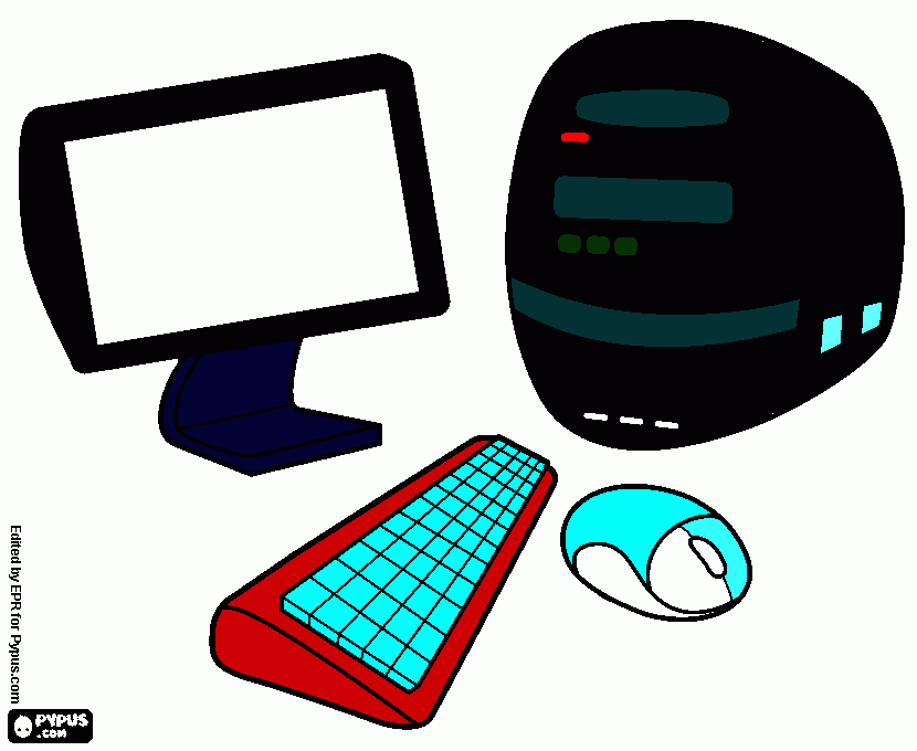colorea partes  de una computadora para colorear