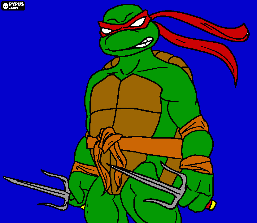 colorear raphael la tortuga ninja para colorear