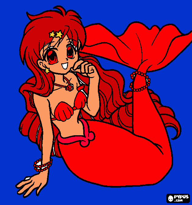 Cora princesa sirena de la perla roja para colorear