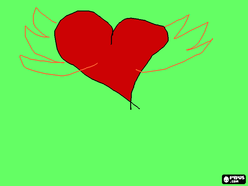 corazon con alas para colorear