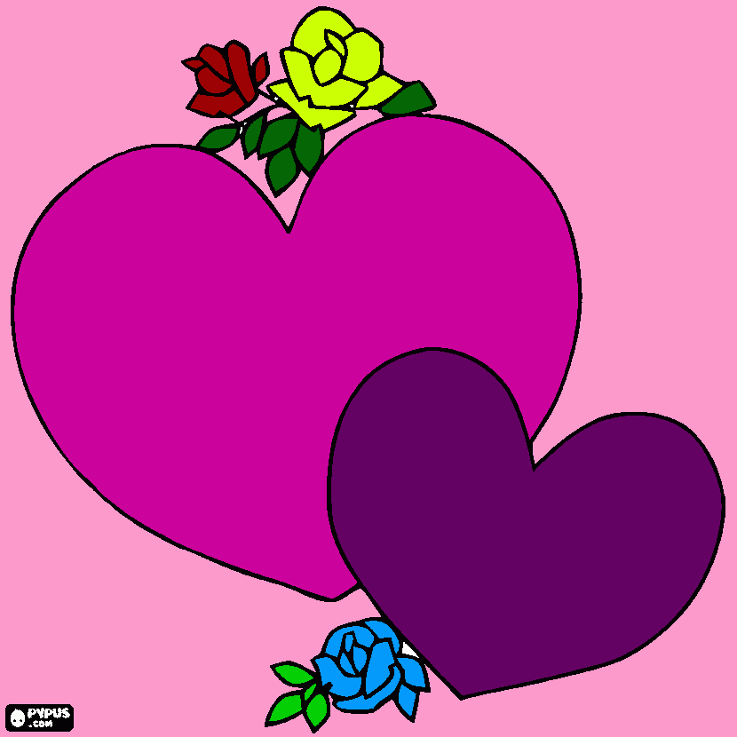 corazon con flores para colorear