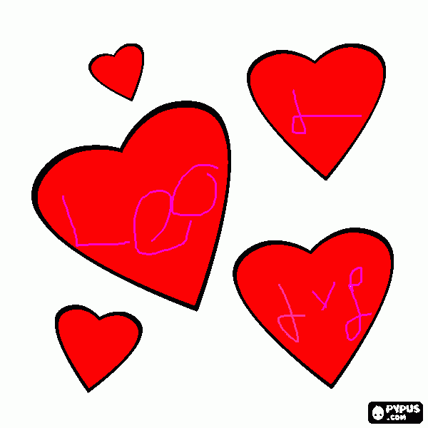 corazon con letras  para colorear