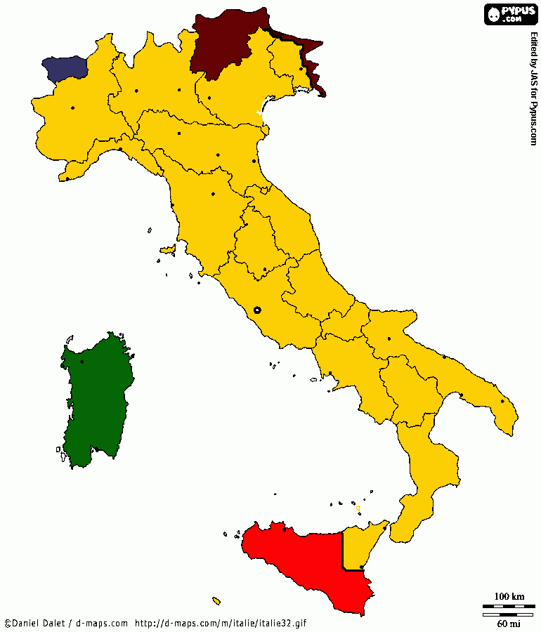 corrección de mapa de Italia  para colorear