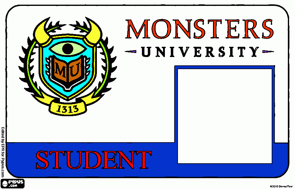 credencial monsters university para colorear