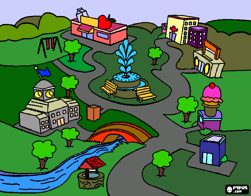 Croquis ciudad para colorear