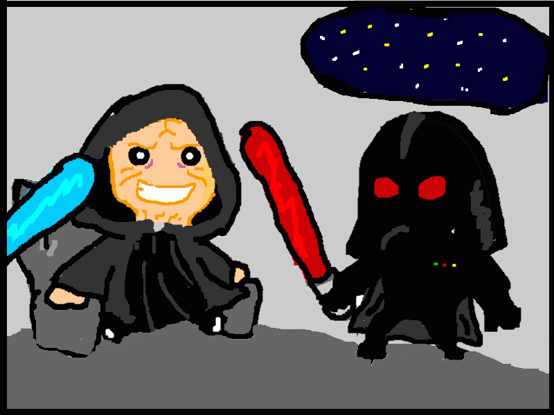 darth vader vs luke con palpatine para colorear