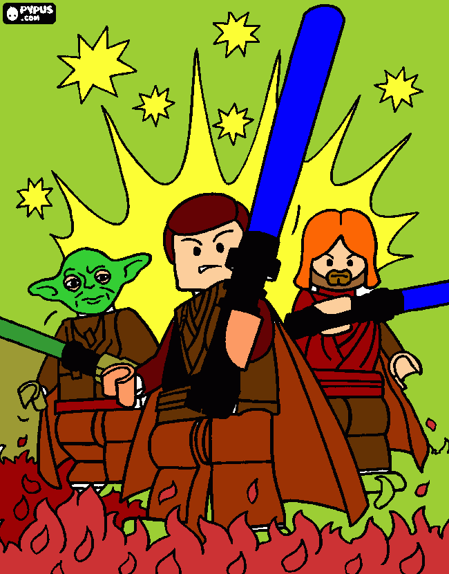 Darth vader - Yoda - Luke - Obi wan  para colorear