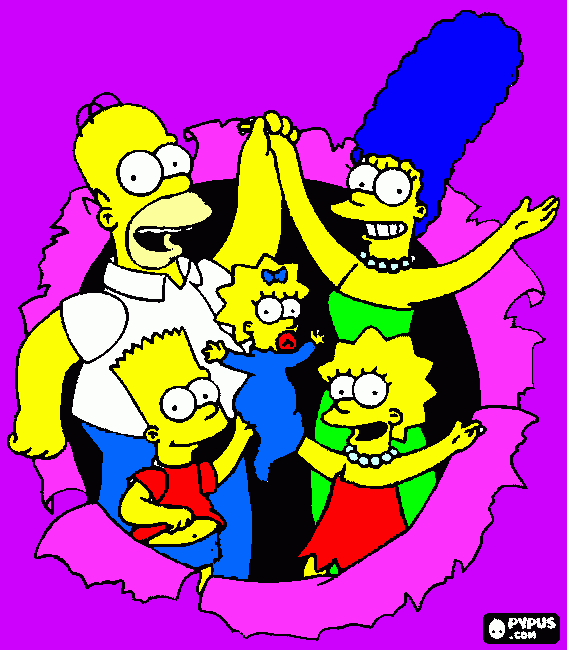 de la familia simpson para Ana y Angel con Amor para colorear