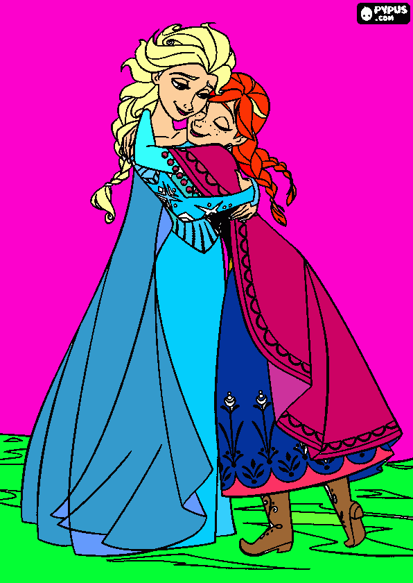 dibujo de frozen elsa y anna juntas para colorear