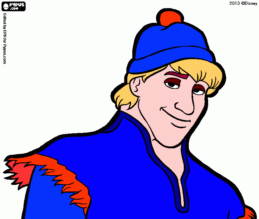 dibujo de la cara de kristoff con el gorro  para colorear