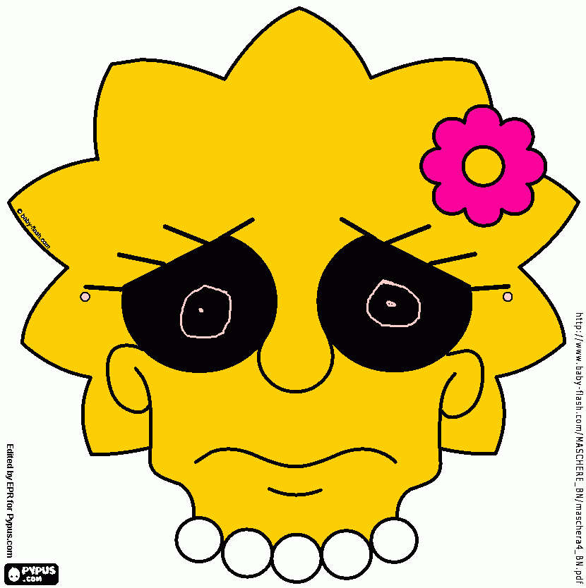 dibujo de lisa con flor rosa para colorear