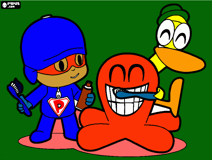 dibujo de pocoyo y sus amigos para colorear