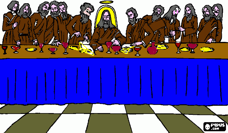 Dibujo La Ultima Cena con Jesus pintura de Juanes para colorear