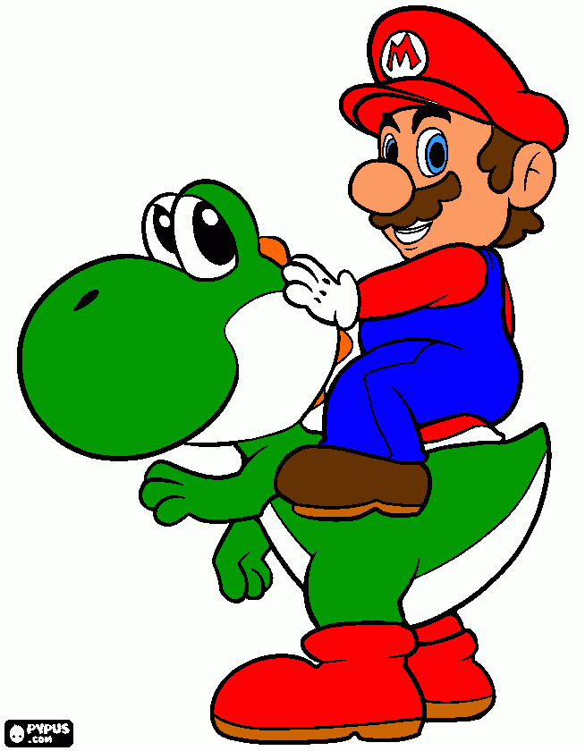 dibujo nse mario y yoshy para colorear