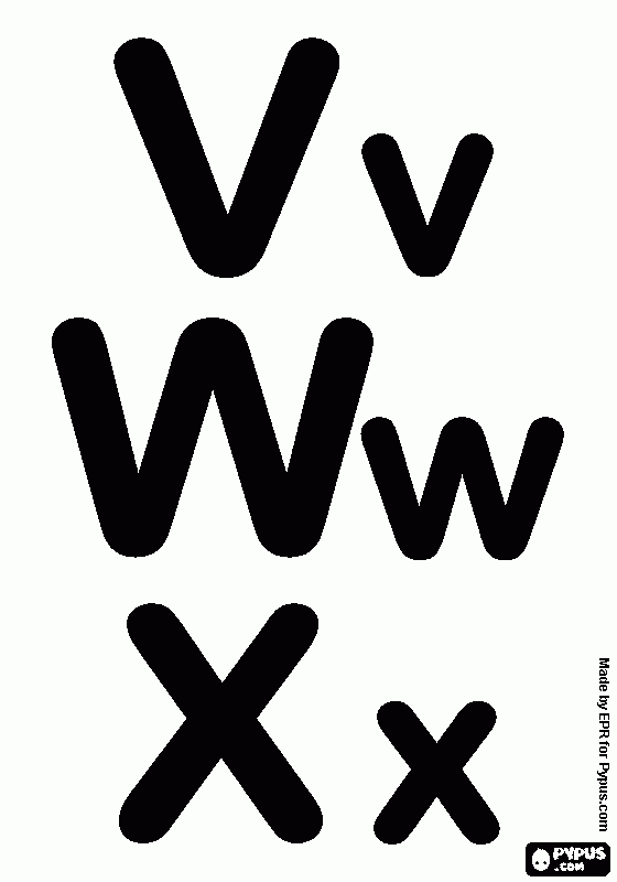 dibujos de letras V,W,X para colorear