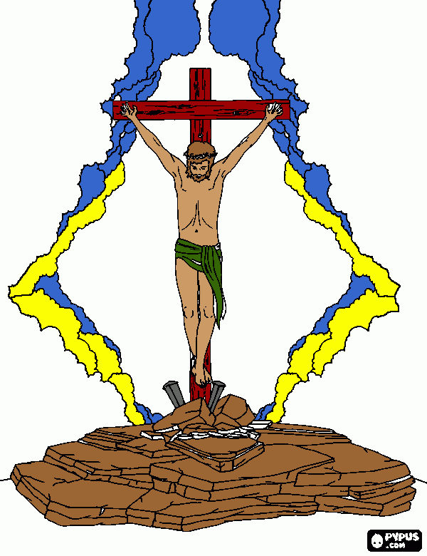 DIOS en la cruz para colorear