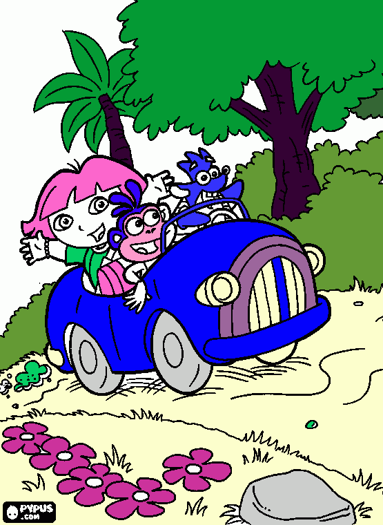 DORA  COCHE para colorear