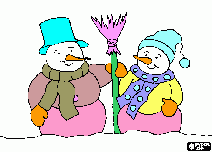 dos pinguinos de nieve para colorear