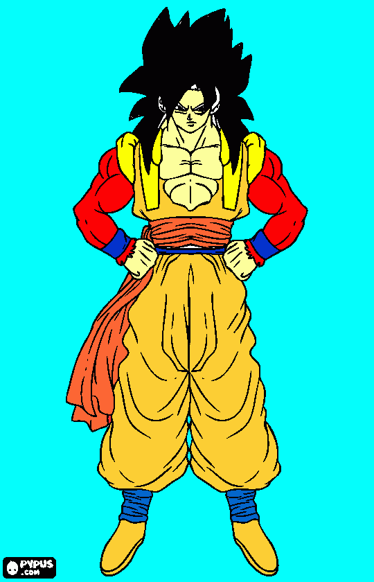 dragon ball z gocu super sayayin 4 para colorear