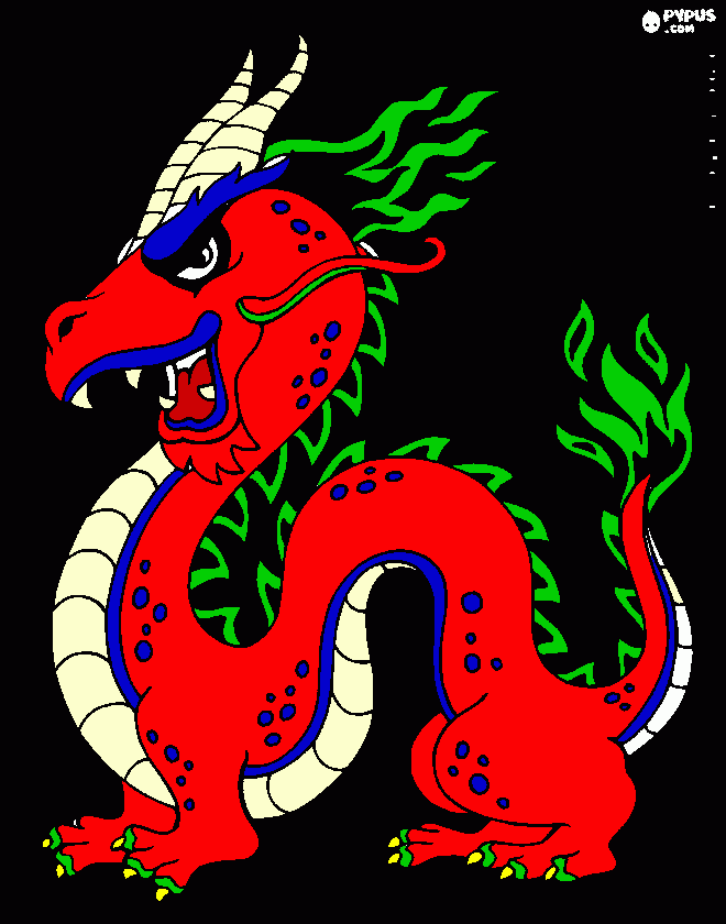 Dragon Chino, criatura mitológica y legendaria  para colorear