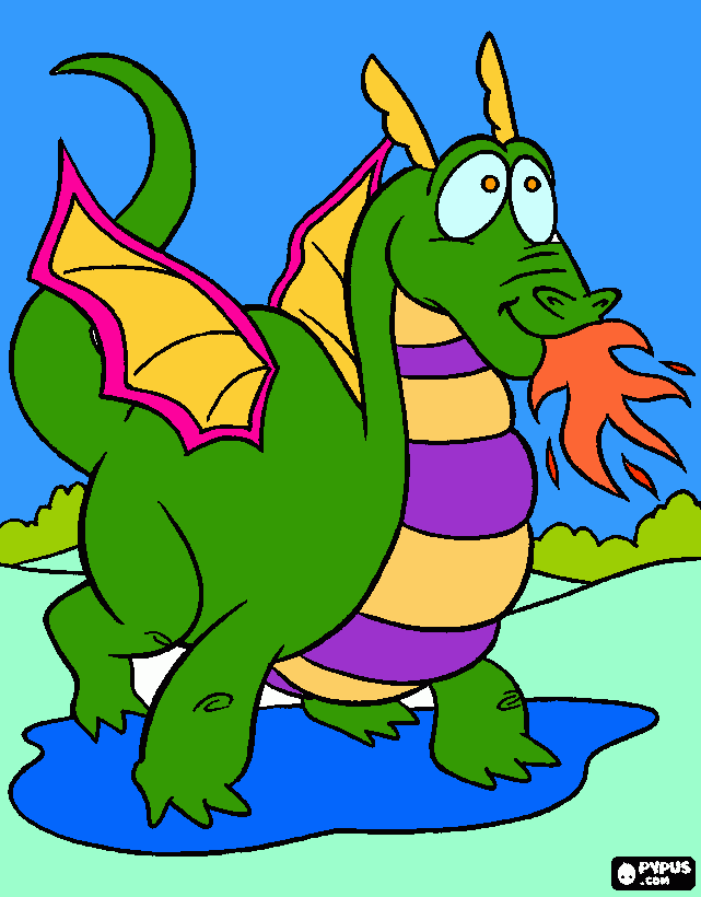 dragon fuego para colorear