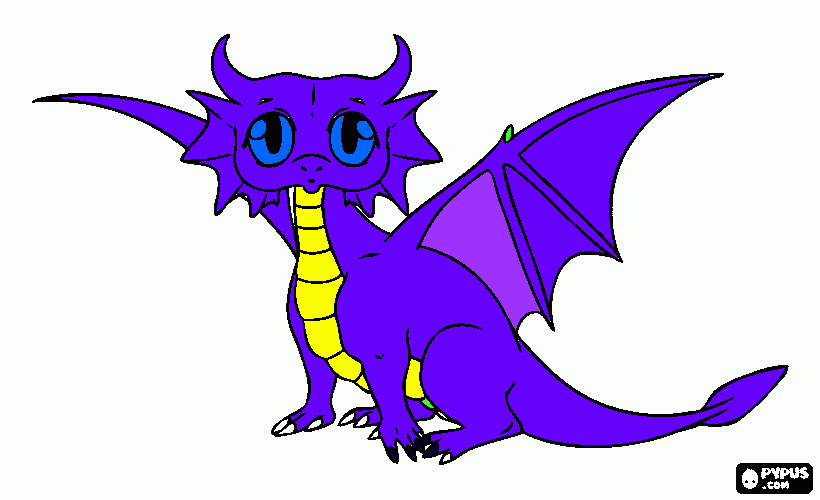 DRAGON MORADO para colorear