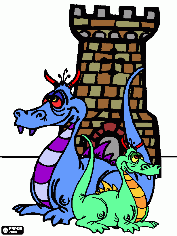 dragon torre para colorear