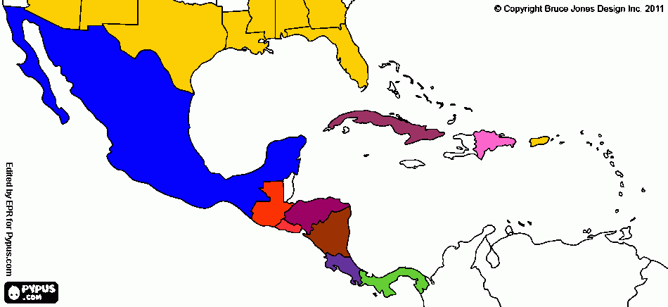 EEUU, Mexico y america central para colorear