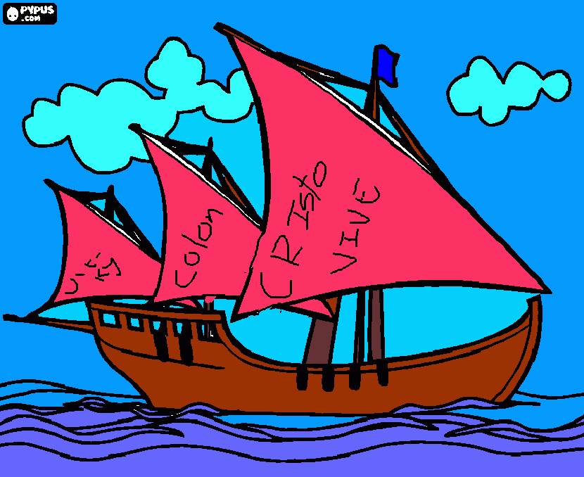 el barco de colon  para colorear