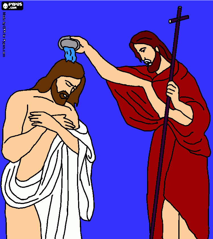 EL BAUTISMO DE JESÚS para colorear