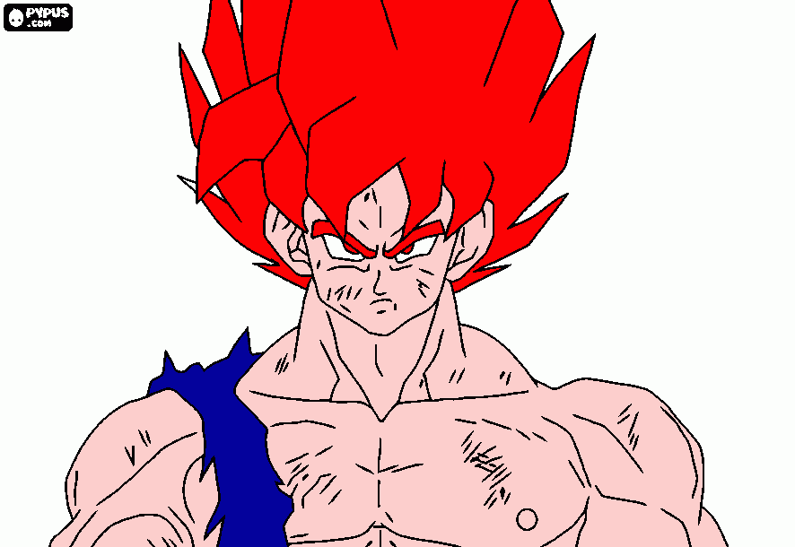 El goku (Medio) super saiyan dios. para colorear