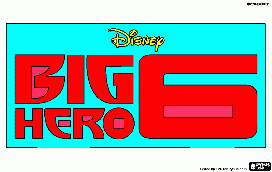 El logo de la película de dibujos animados Big Heero 006 en inglés , de disney channel. para colorear