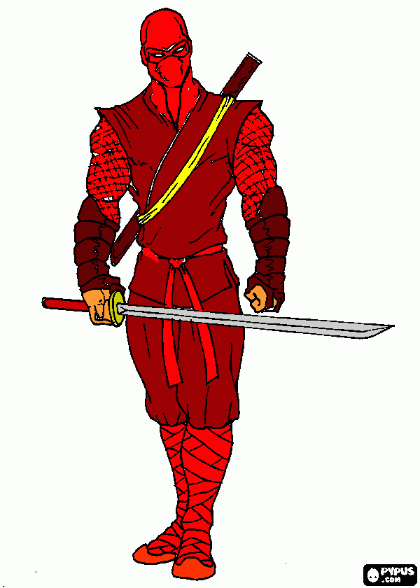 el ninja rojo para colorear