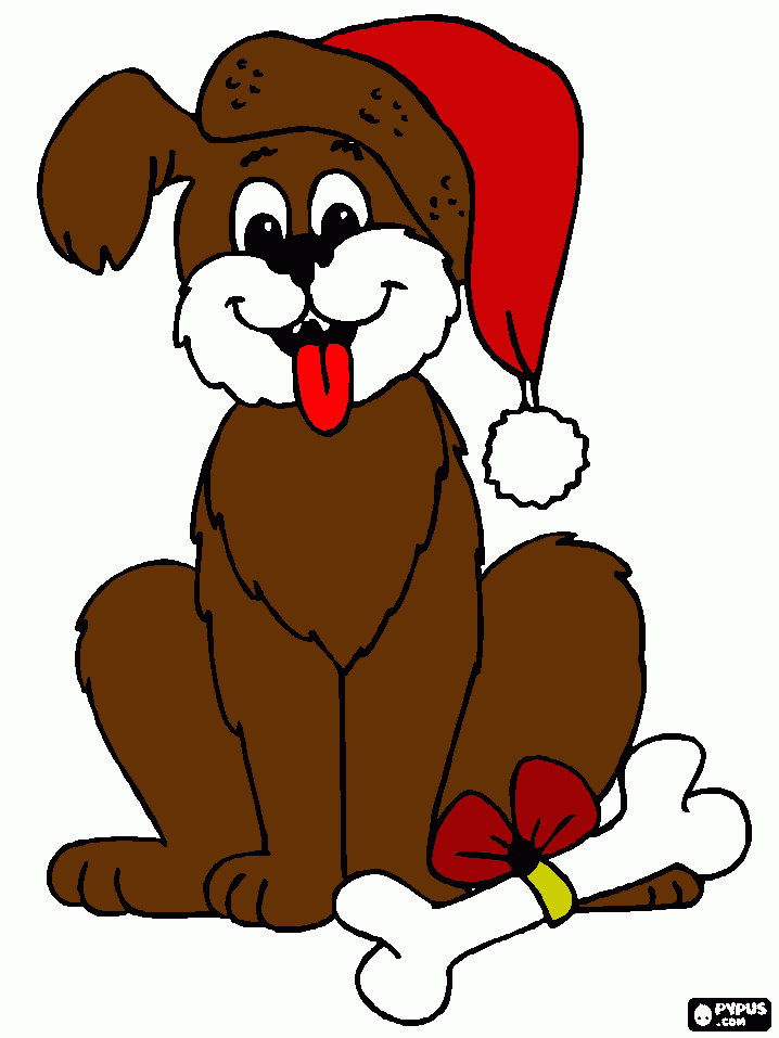 el perro de navidad para colorear