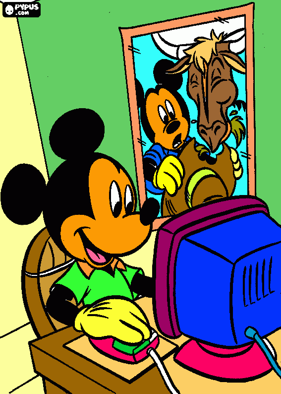 el raton mickey y su Pc para colorear