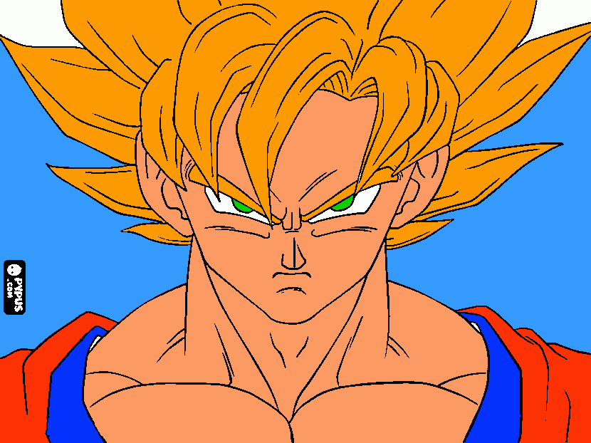 el rostro de goku para colorear