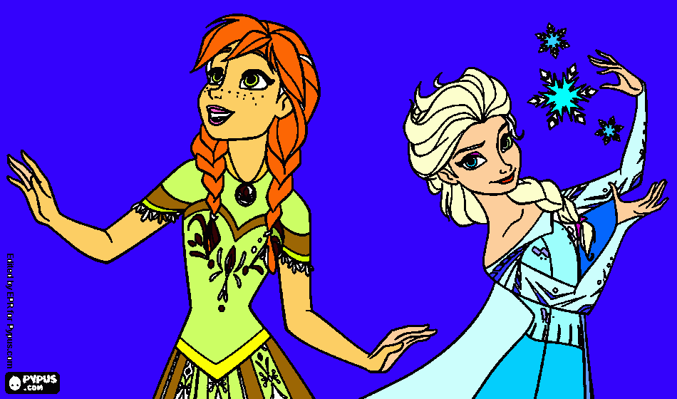 Elasa y Ana para colorear